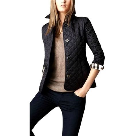 burberry women's quilted button trench jacket black